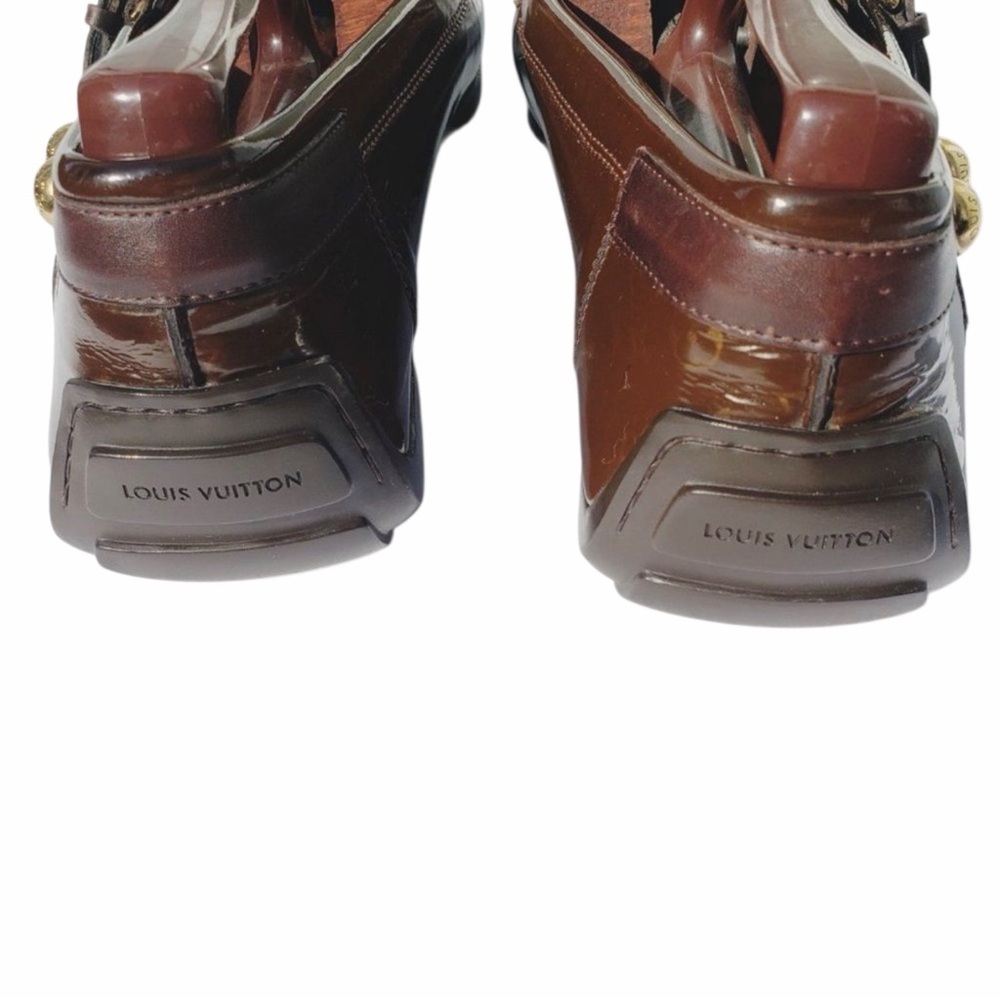 Louis Vuitton Mini Lin Monogram Patent Loafers Brown EU 41 Designer Buckle Shoes - Picture 9 of 16